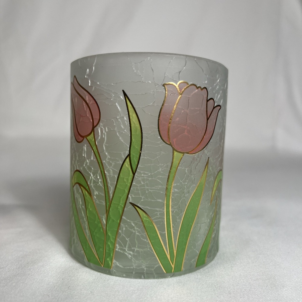 Yankee Candle Frosted Crackle Votive Tea Light Holder V/H TL/H spring Tulips New